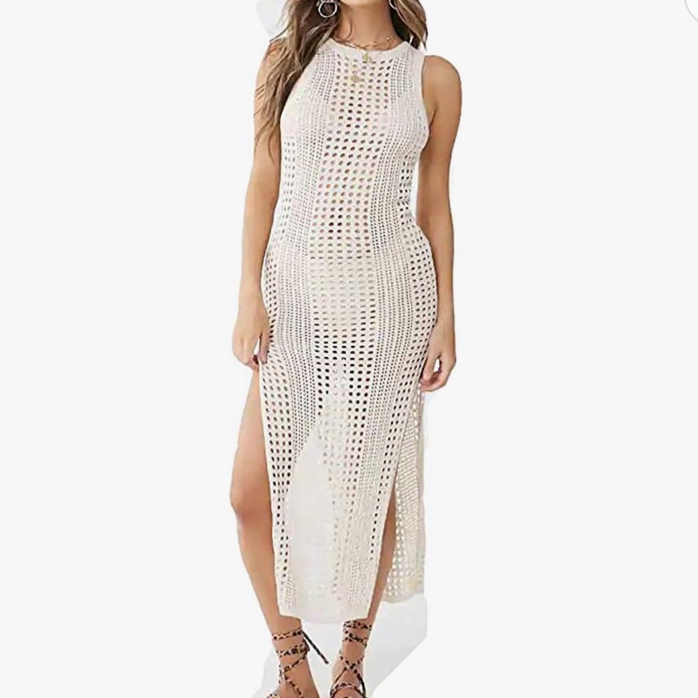White Crochet Cover Up